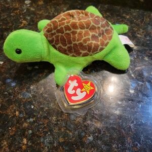 Ty Plush Turtle with Green and Brown Colors